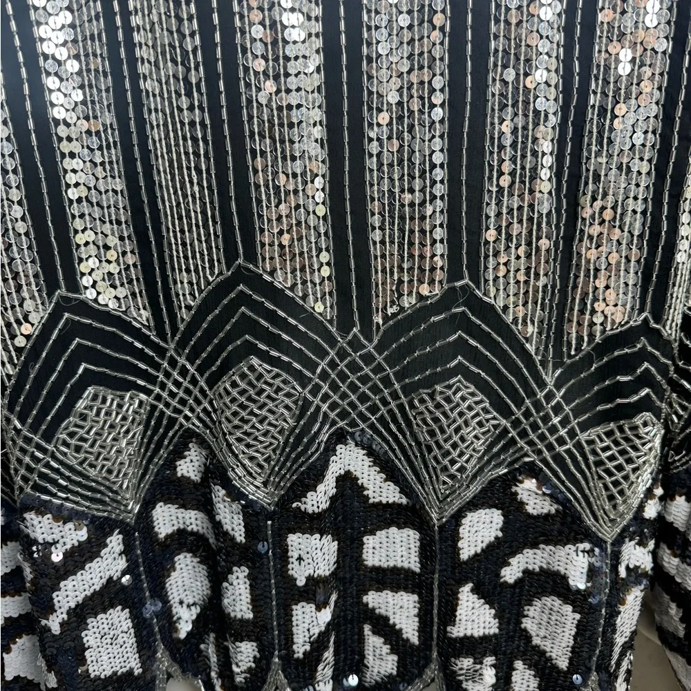 Judith Ann Creations 100% Pure Silk Sequin Beaded Blazer Medium Vintage - Picture 2 of 9